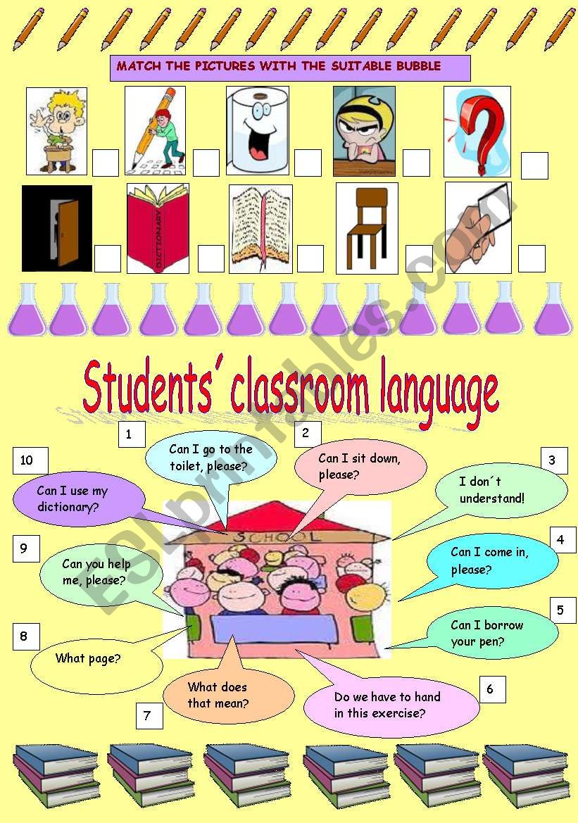 Studentsclassroom language worksheet