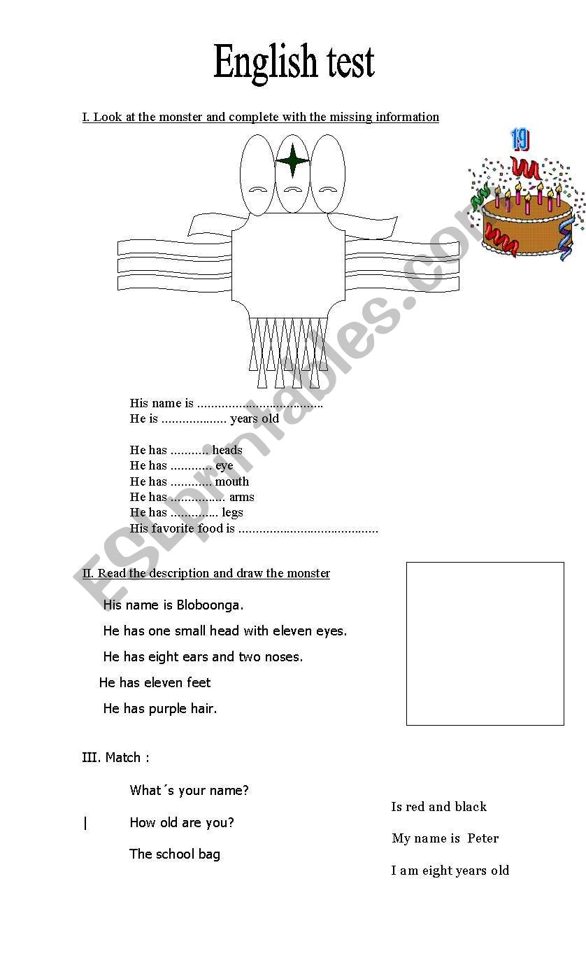 parts of the body worksheet