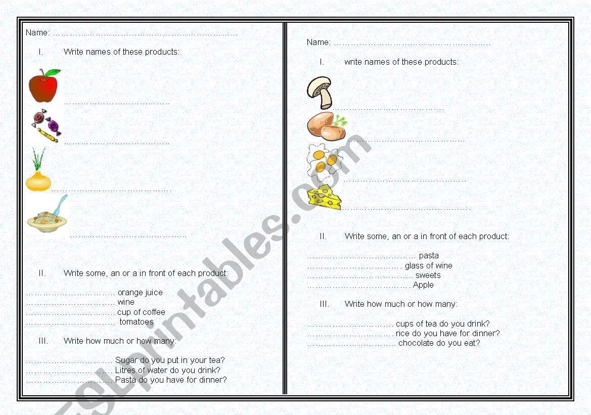 Countable and uncountable FOOD / test