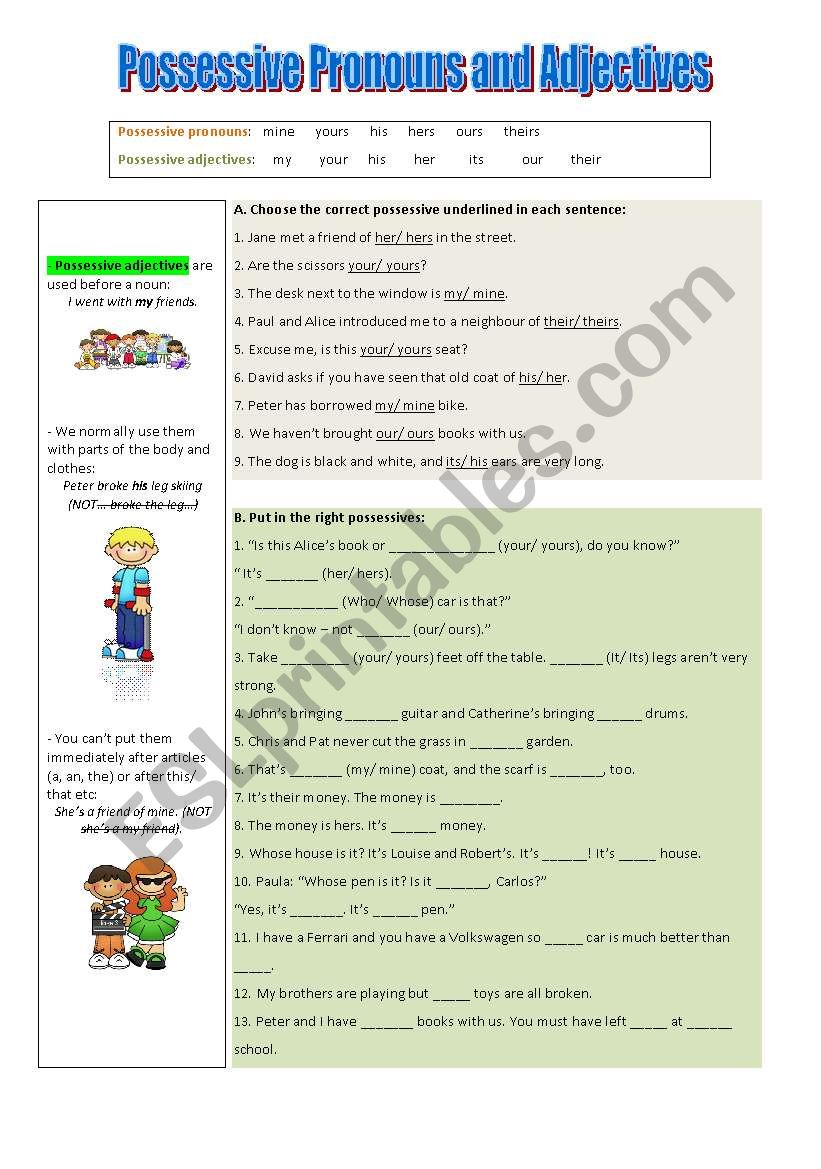 Possessives worksheet