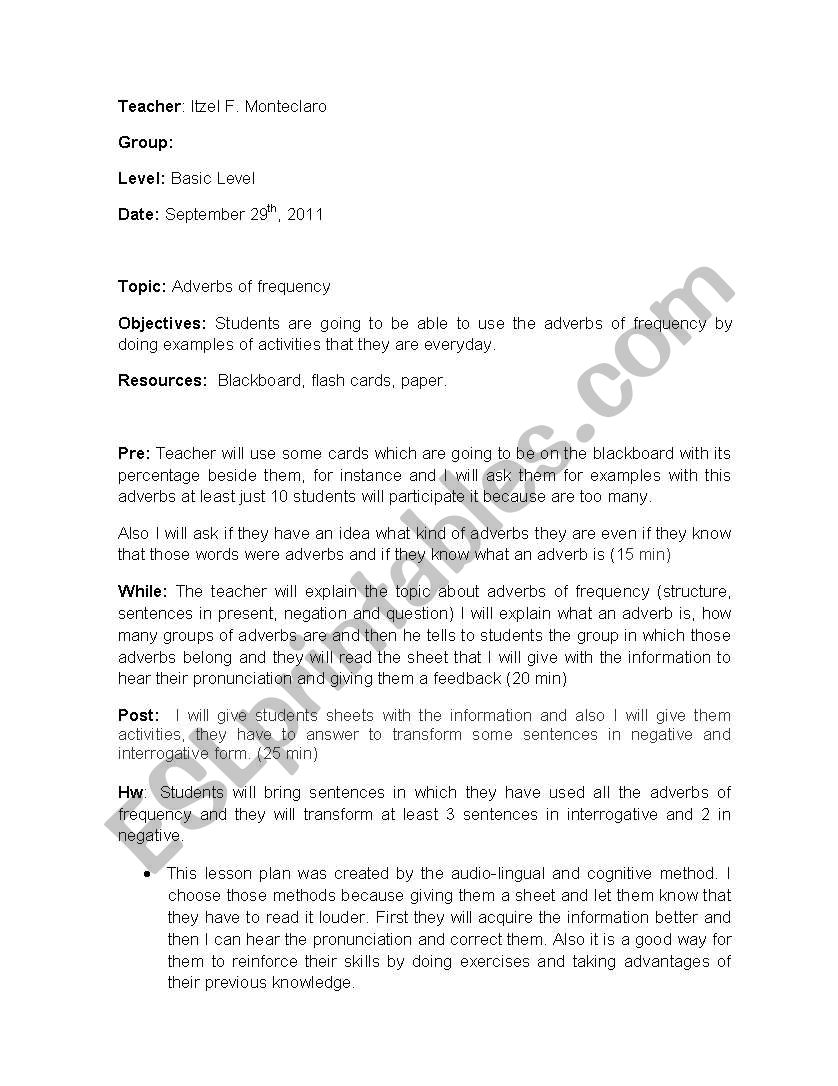 Audiolingual worksheet