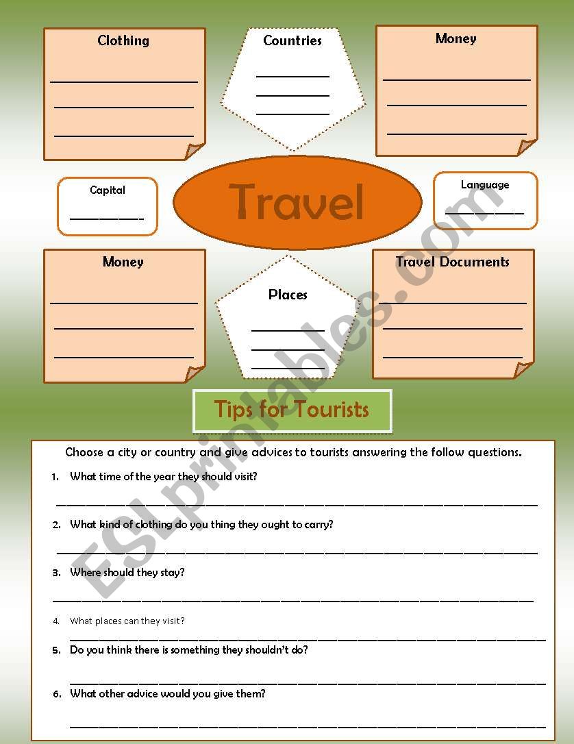 tourist guide worksheet