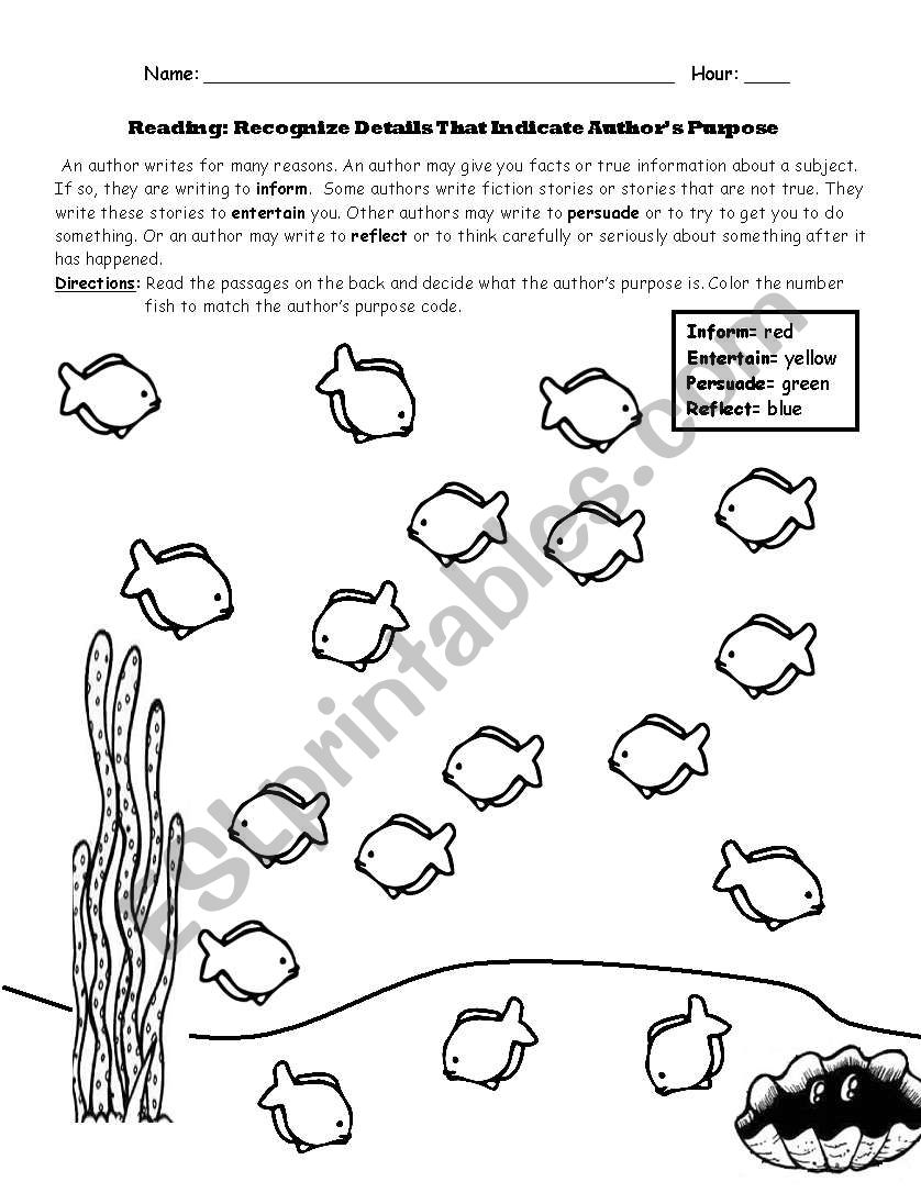 Authors Purpose worksheet