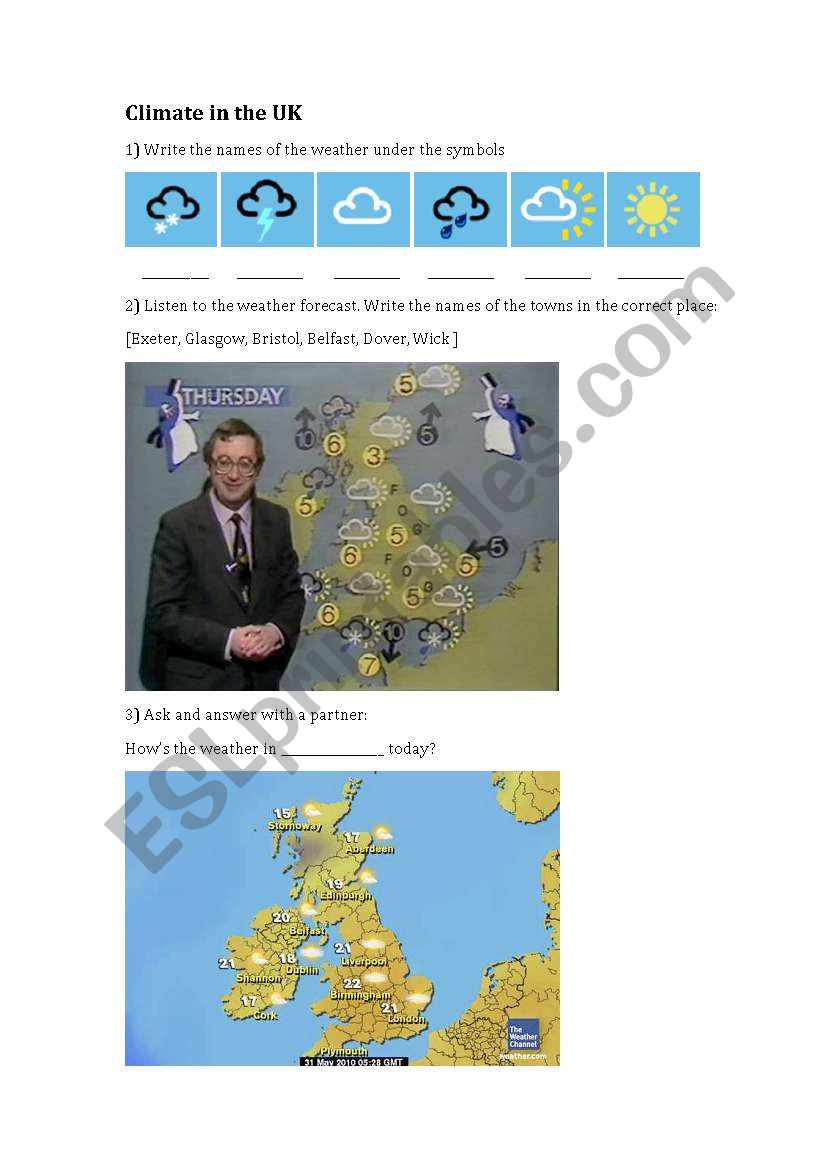 Weather / Climate in the UK worksheet