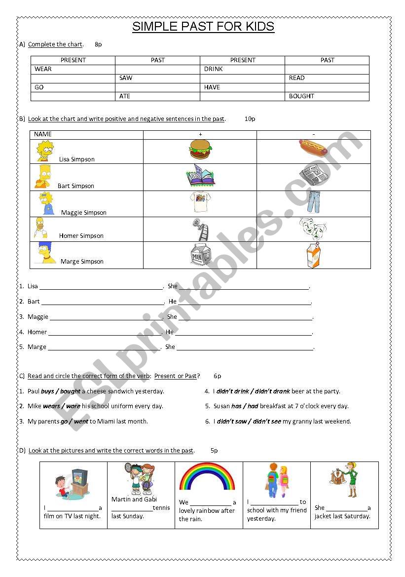 SIMPLE PAST FOR KIDS worksheet