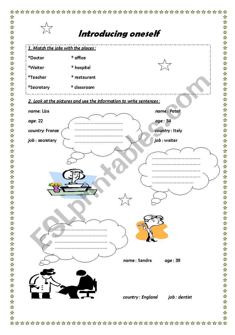 introducing oneself worksheet