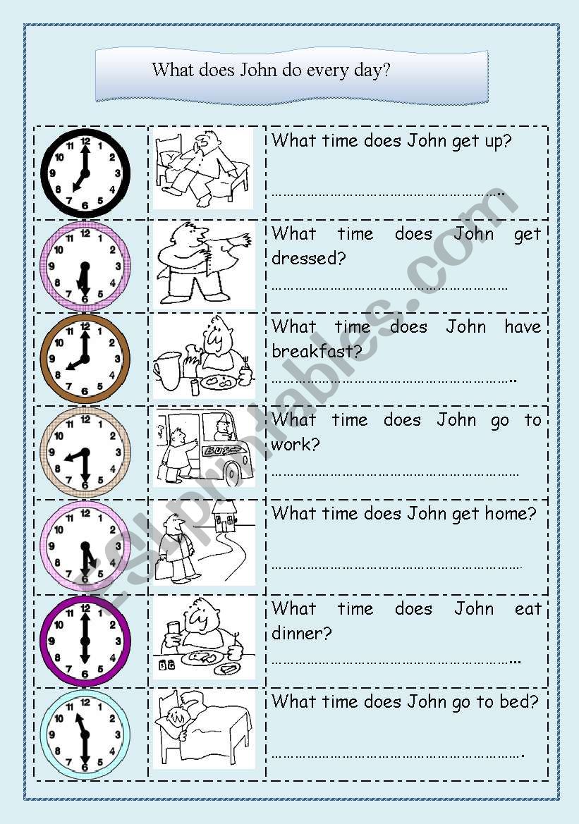 daily routine worksheet