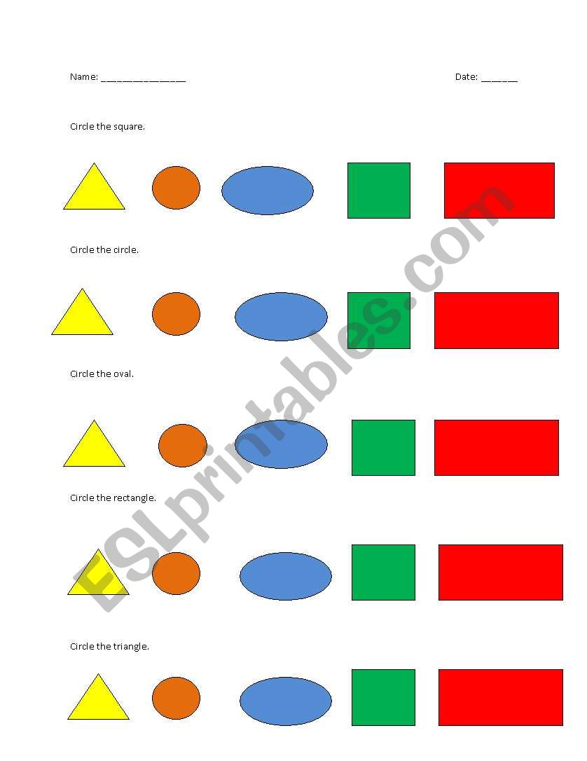 Circle the Shape worksheet