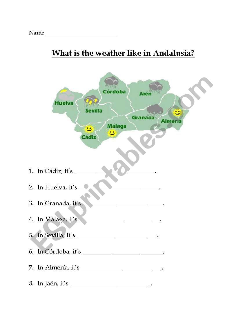 Weather in Andalusia worksheet