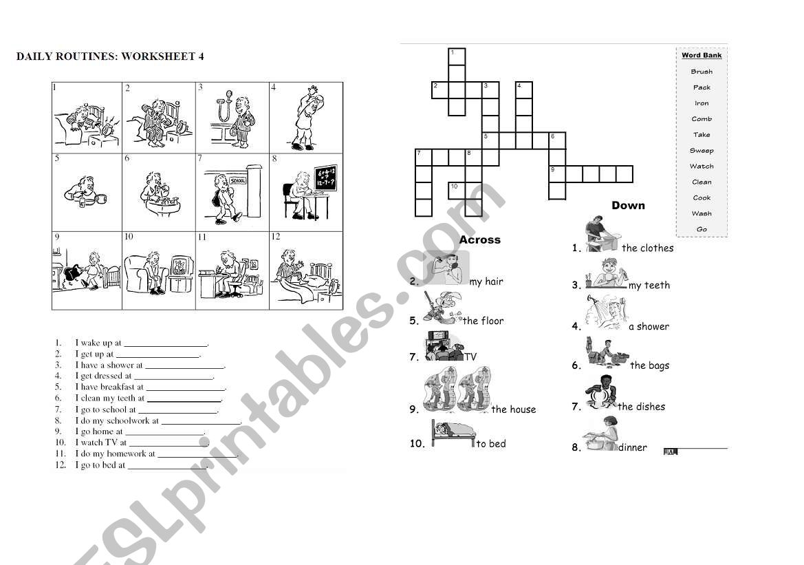 Daily routines worksheet