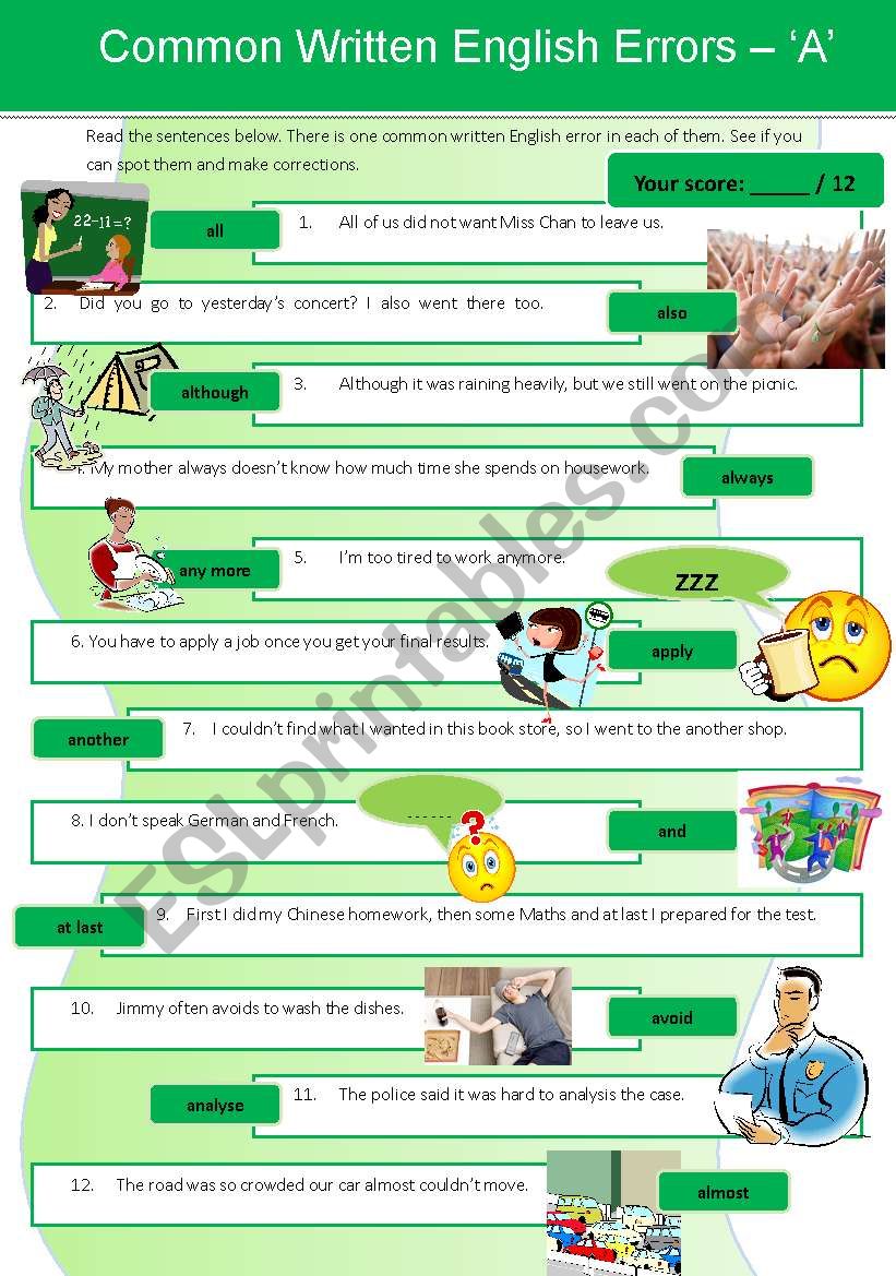 Common Written English Errors 2 - A