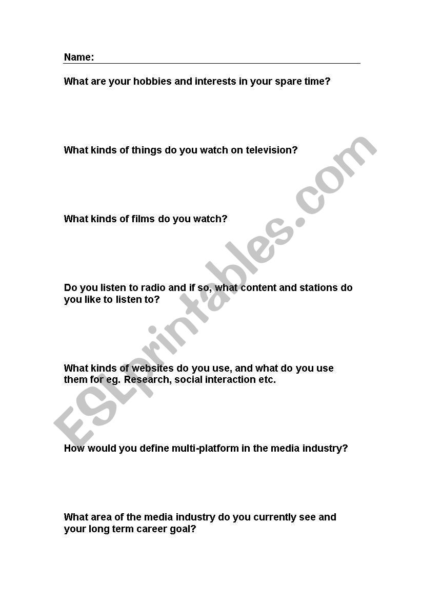 Getting to Know you Questionnaire