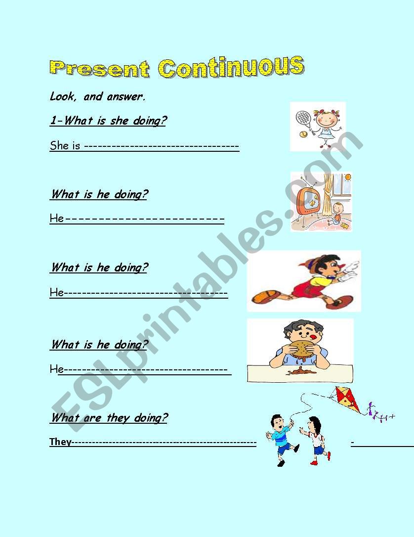 present continuous worksheet