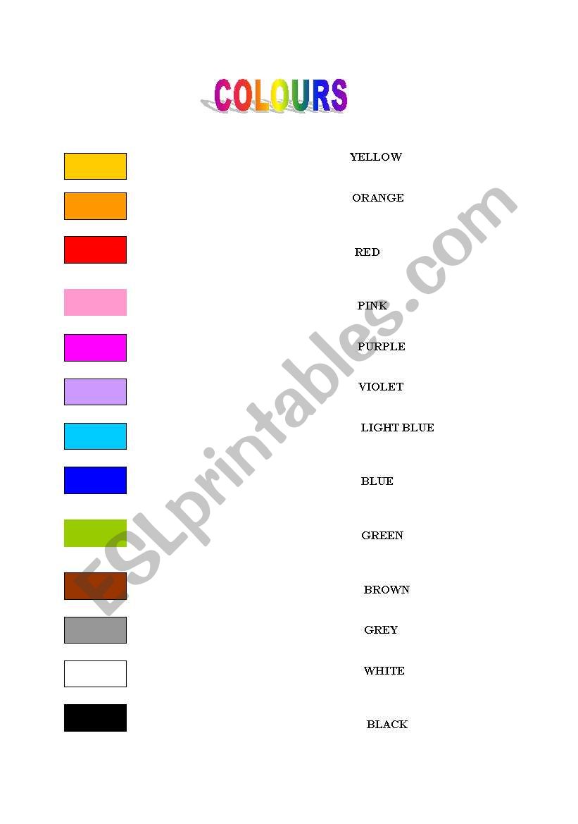 COLOURS worksheet