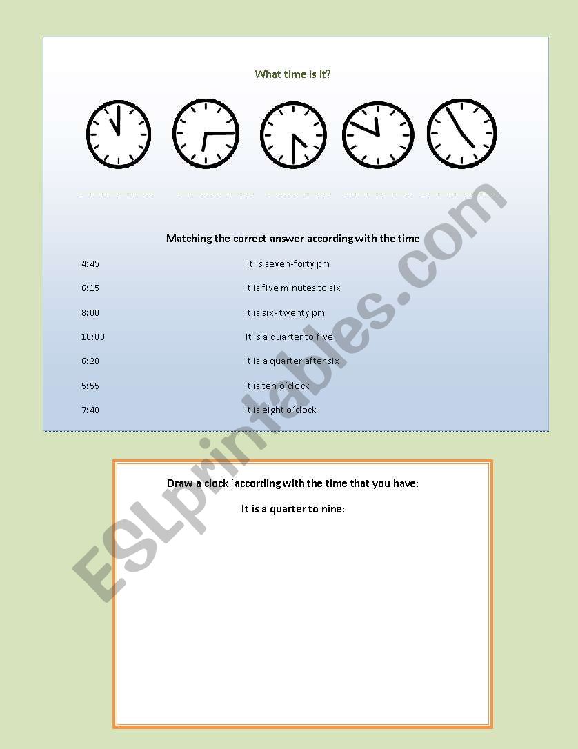 What time is it? worksheet