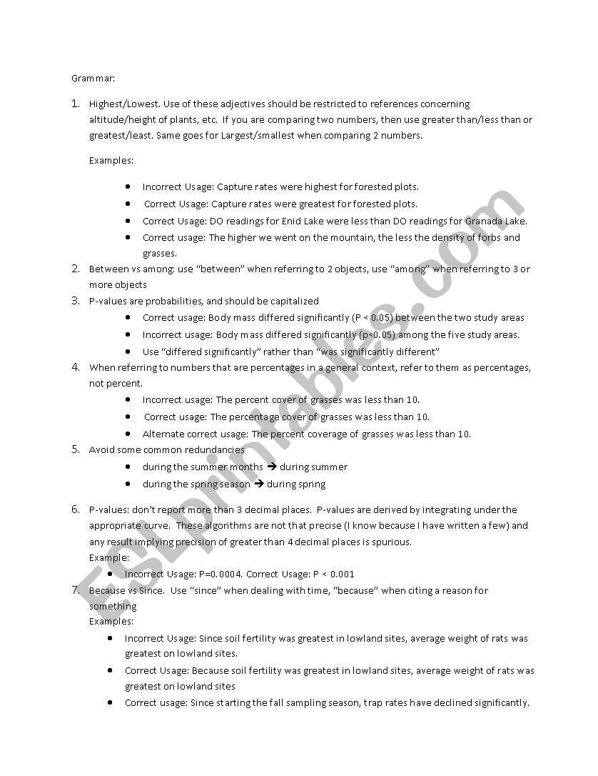 grammar worksheet