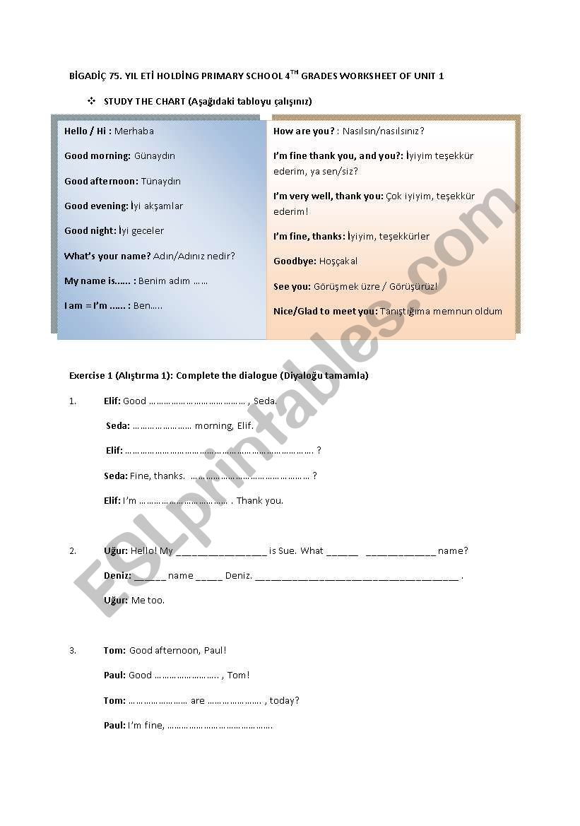 Greeting / Introducing people worksheet