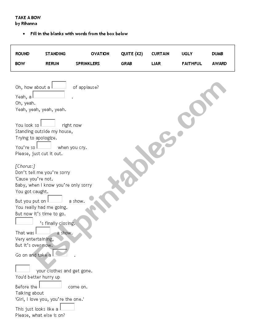 Listening comp exercise with the song 