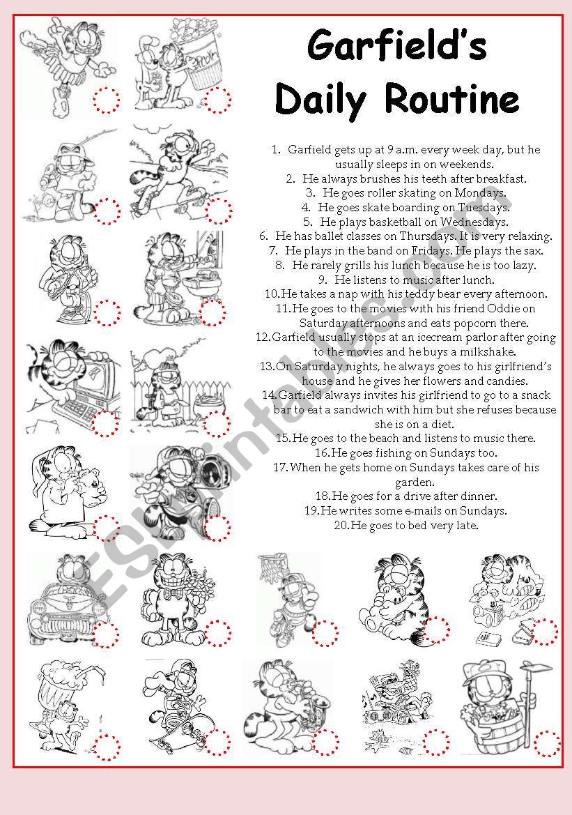 Garfields Daily Routine worksheet