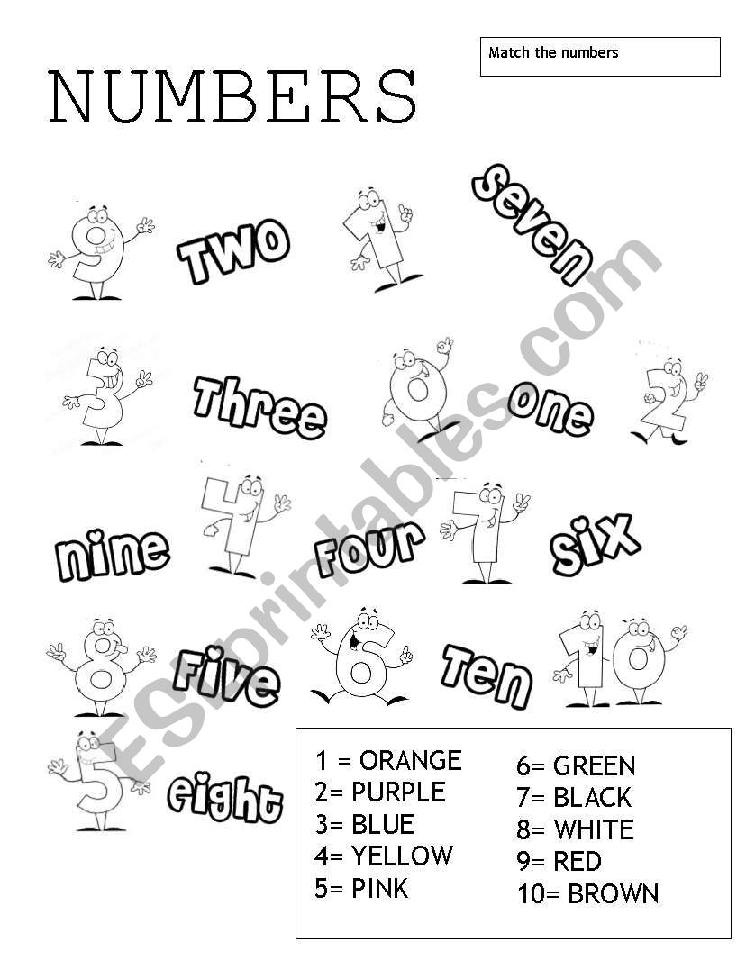 match the numbers worksheet