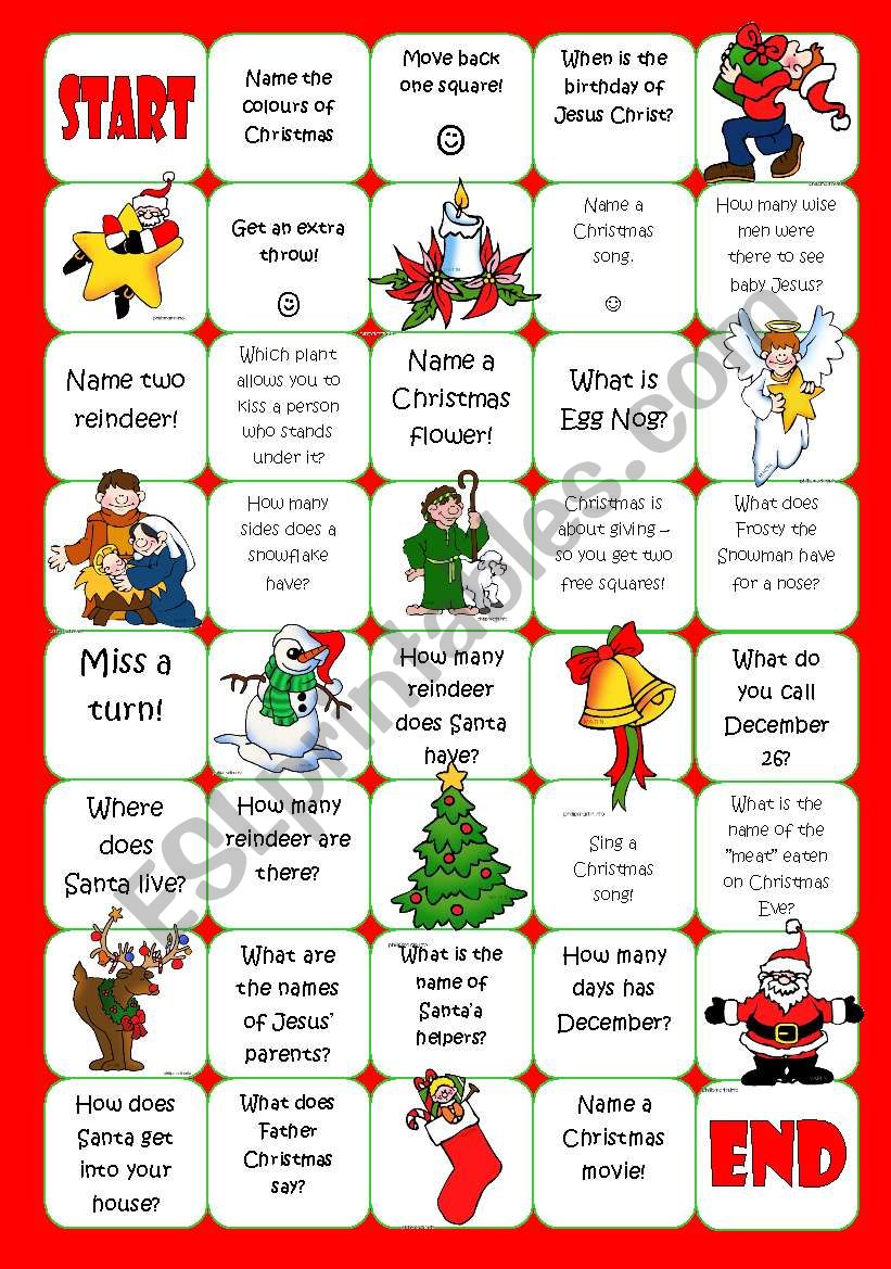 Christmas Boardgame worksheet