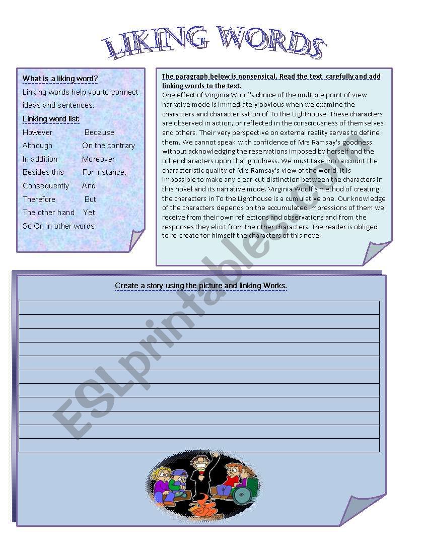 linking words worksheet