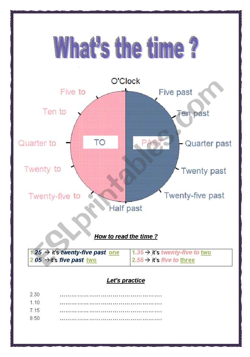 What time is it ? worksheet