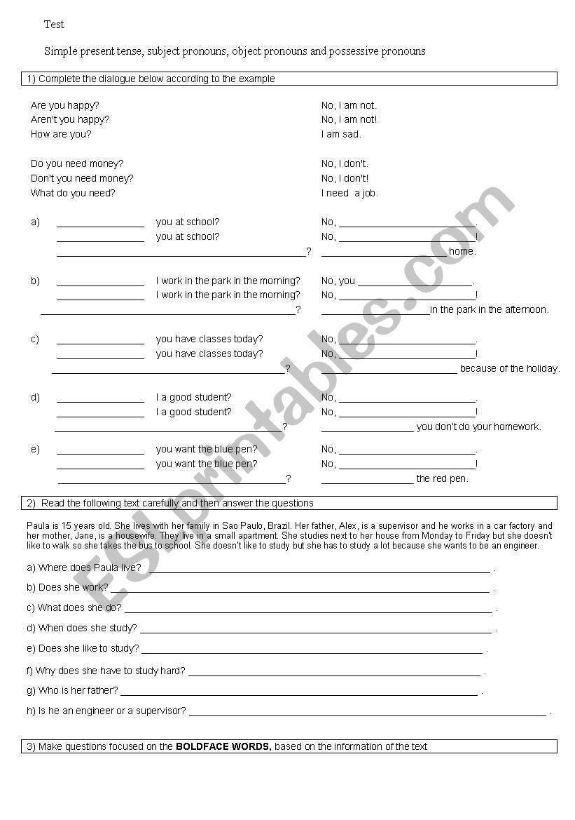 Test 2 worksheet