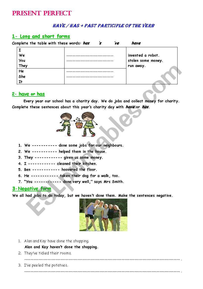 present perfect worksheet