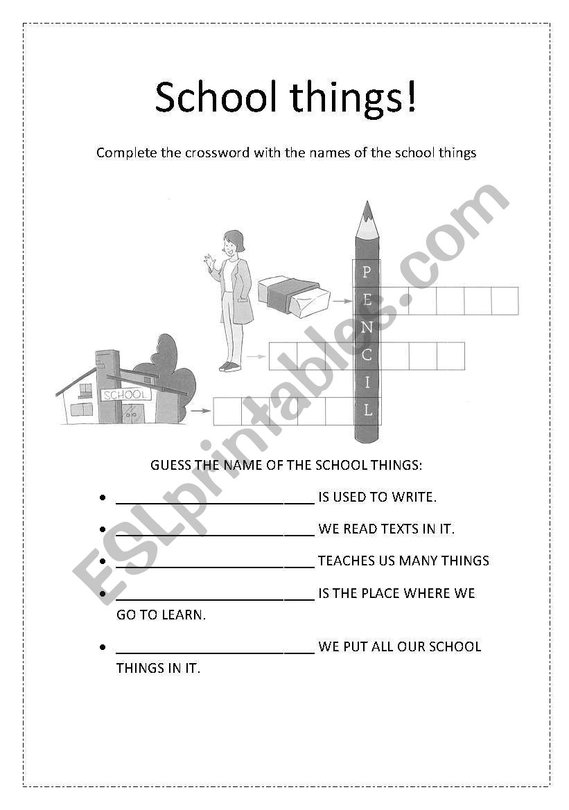 School things worksheet