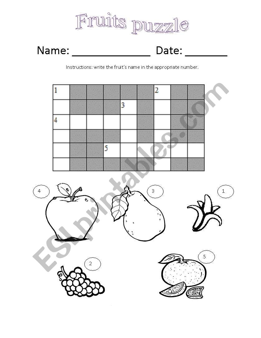 fruits worksheet