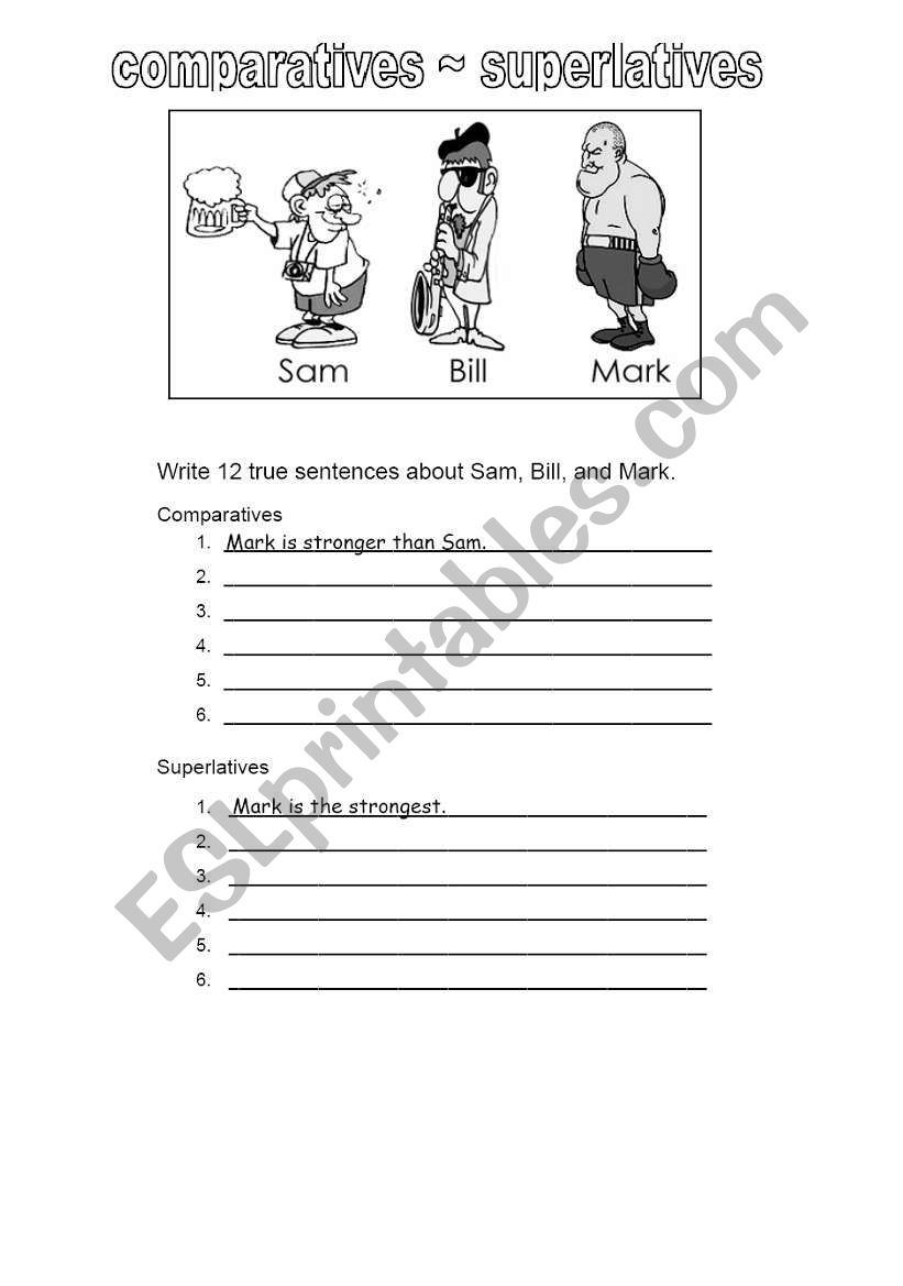 comparatives-superlatives worksheet