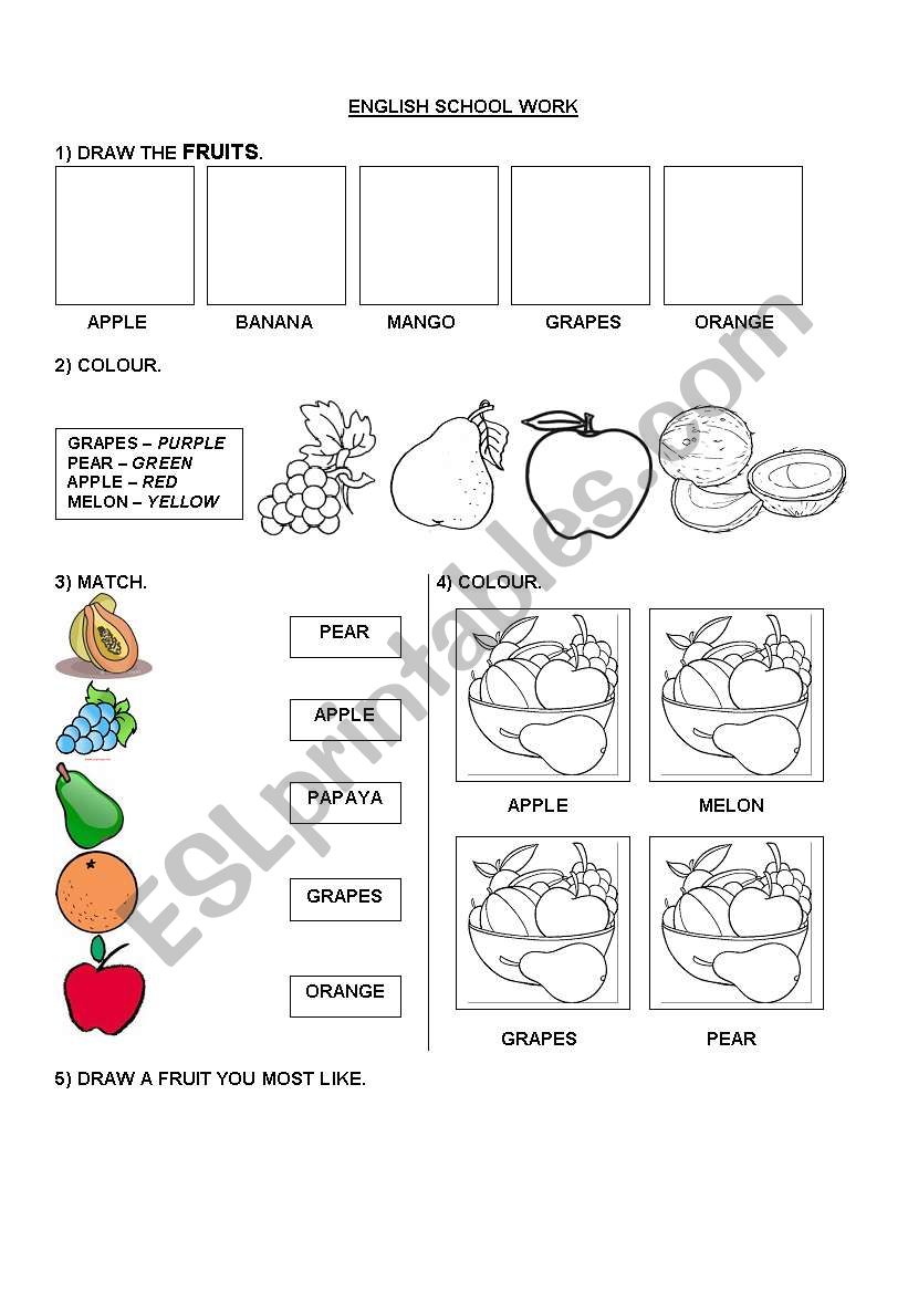 FRUITS worksheet