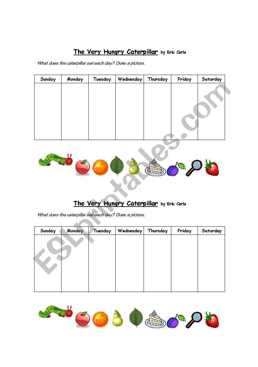 The Very Hungry Caterpillar - Sequencing Worksheet