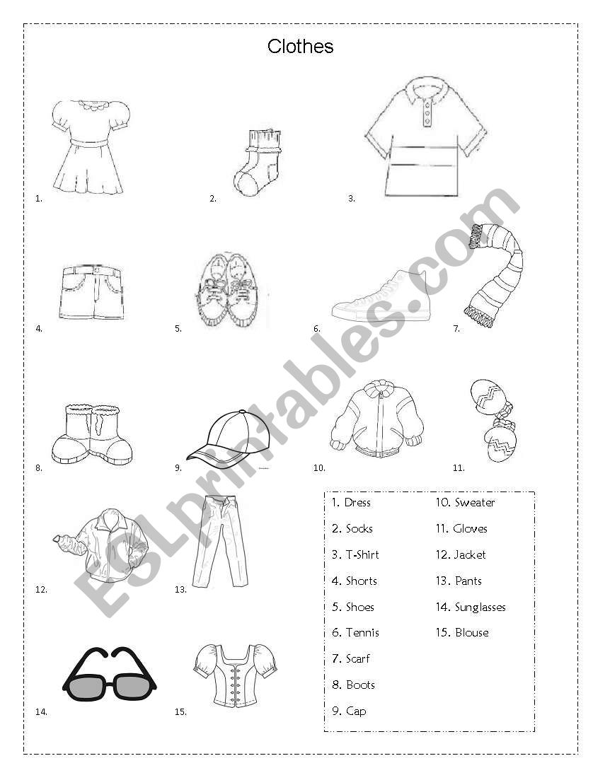 Clothes worksheet