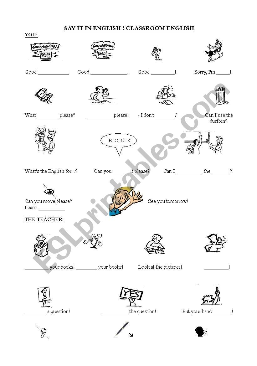 classroom English worksheet