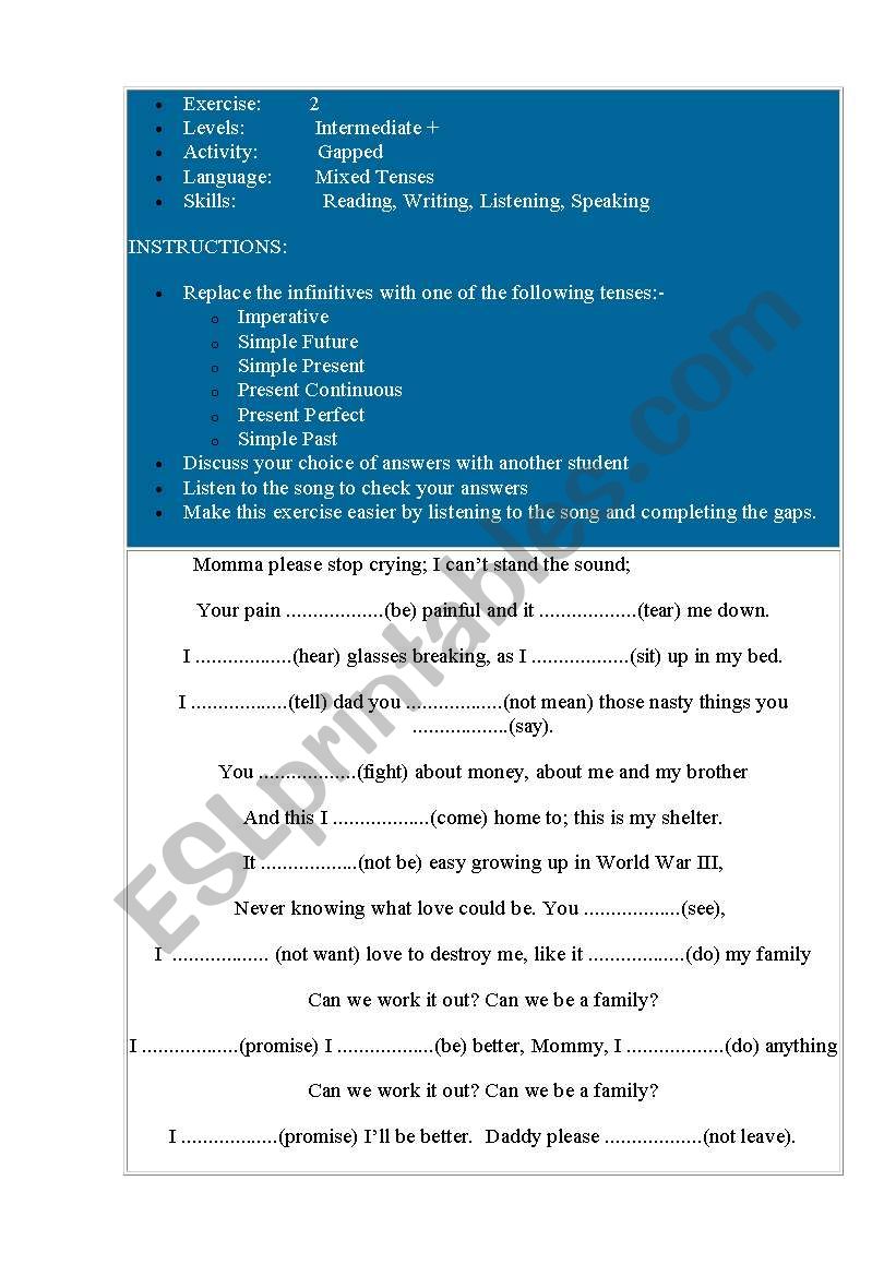 Family portrait worksheet