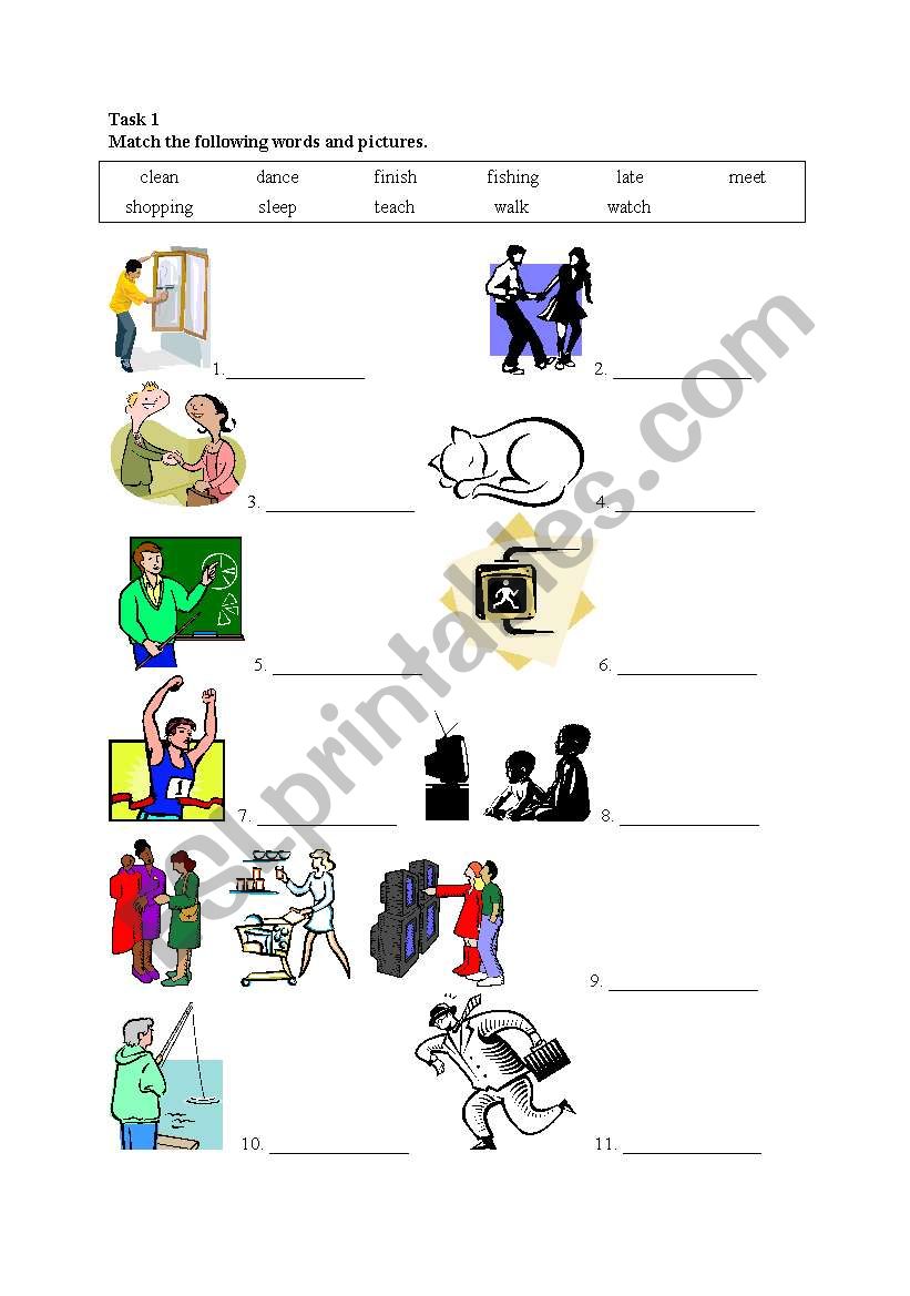 verbs matching worksheet