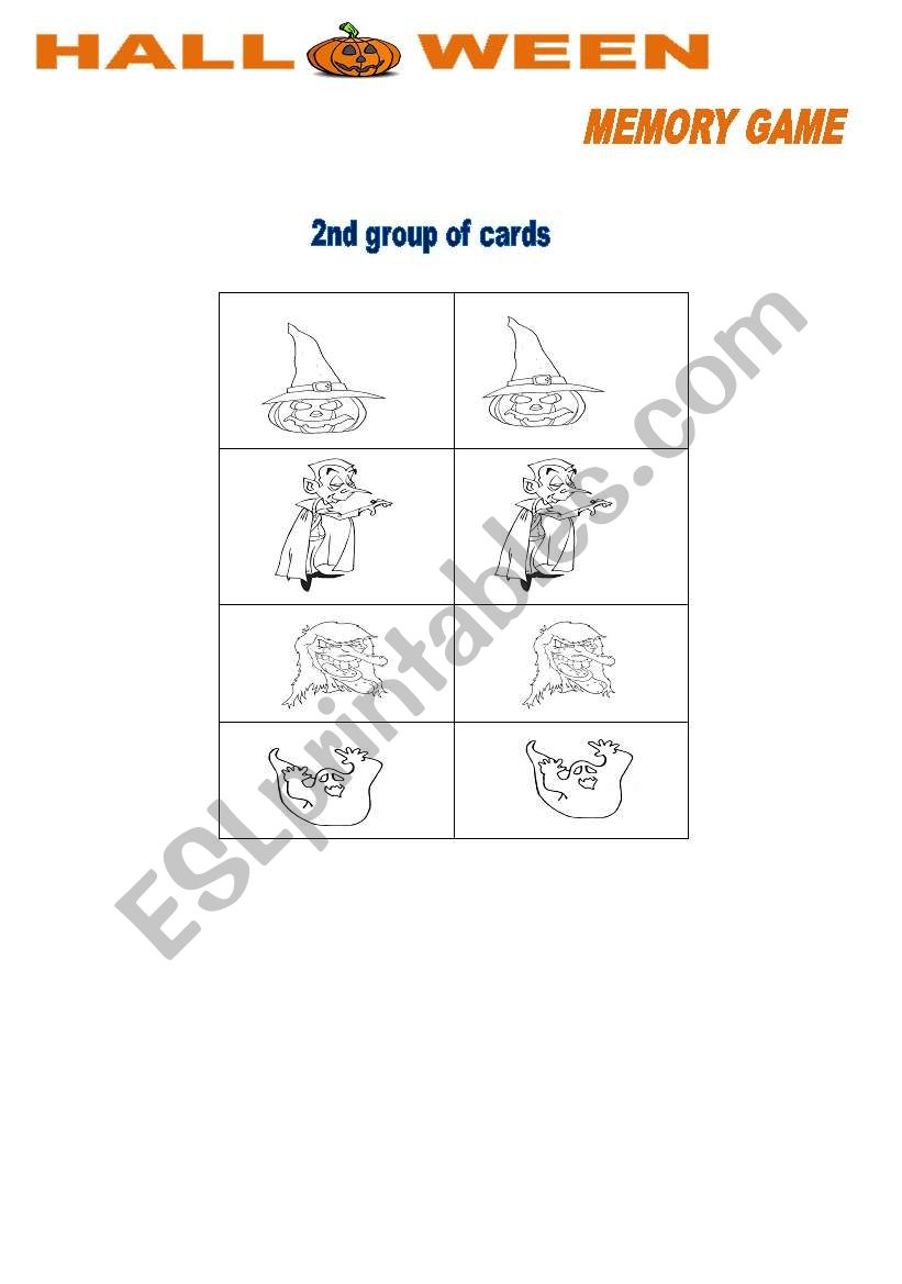 Halloween Memory Game worksheet