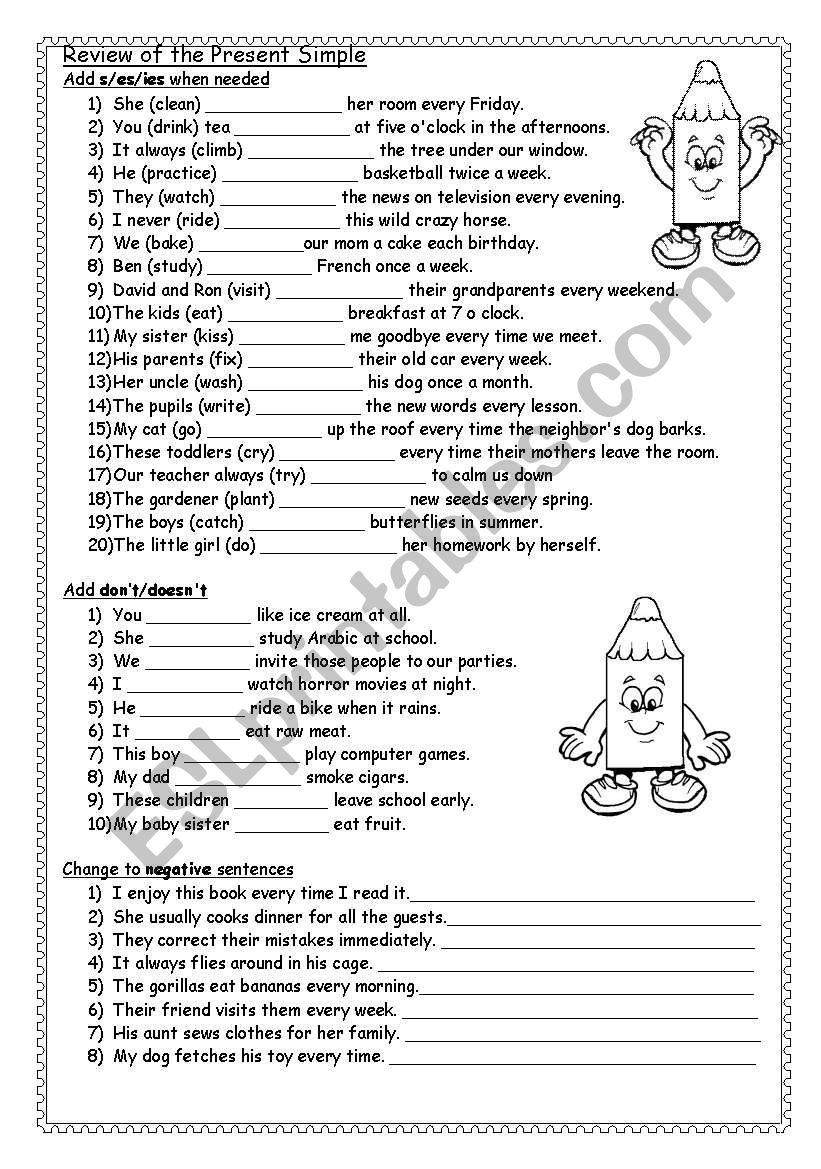 Review of the Present |Simple worksheet