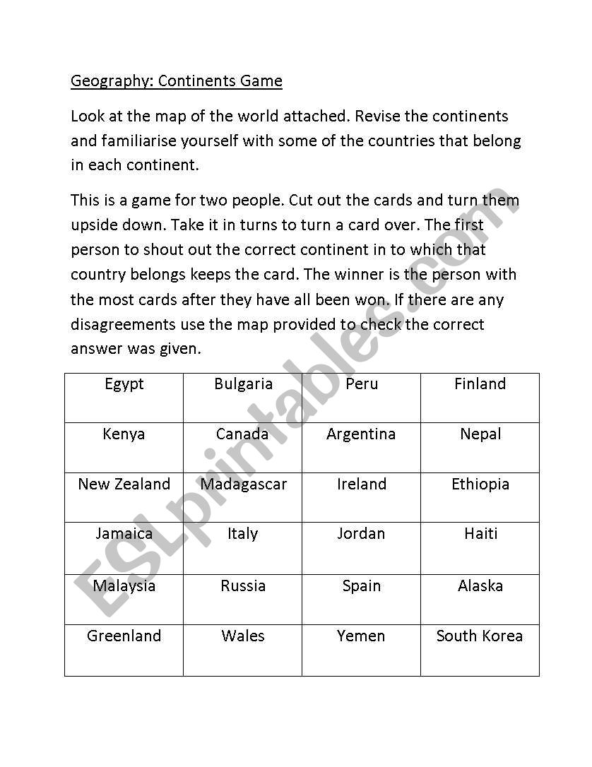 All around the world worksheet