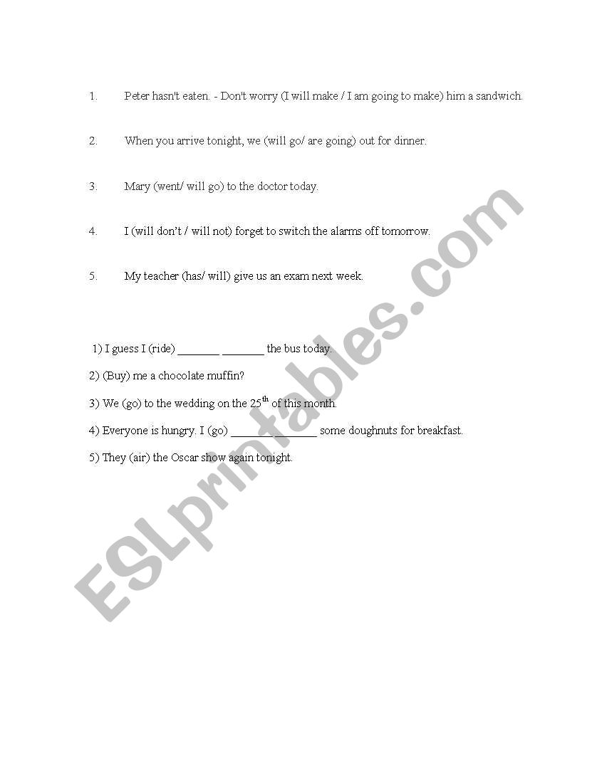 future tense worksheet