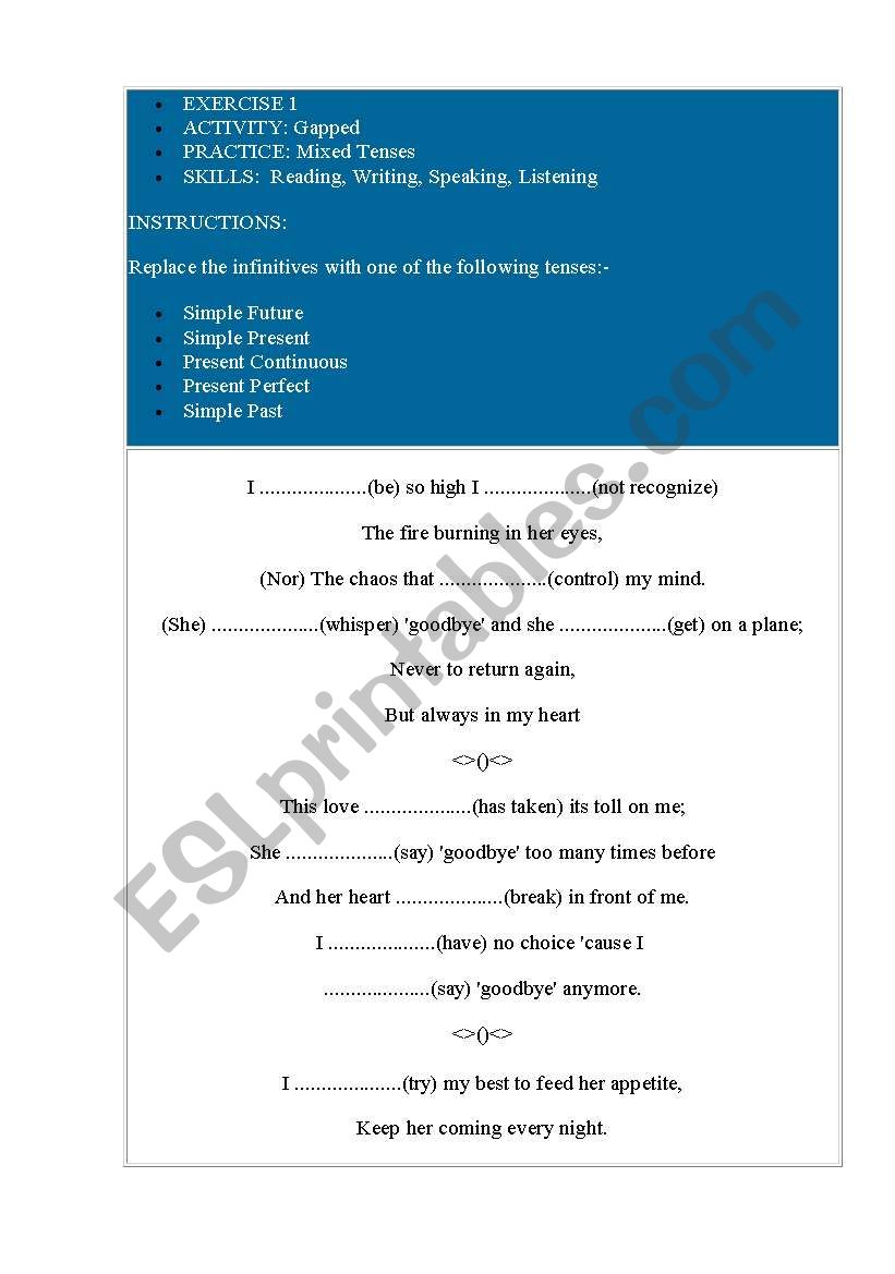 Maroon 5 worksheet