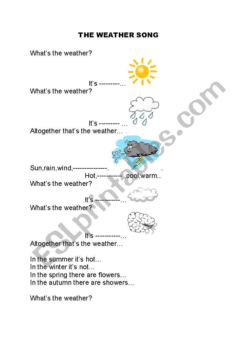 weather song worksheet