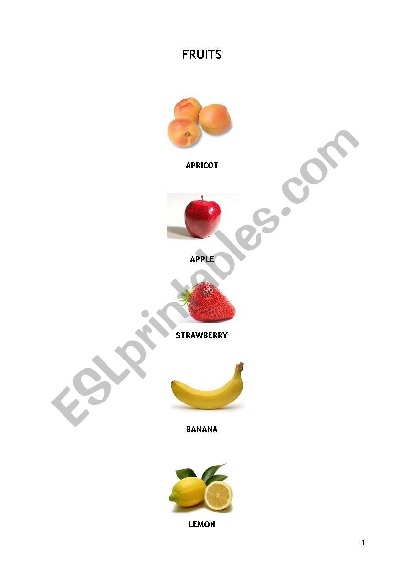 VOCABULARY: FRUITS (4 pp.) worksheet