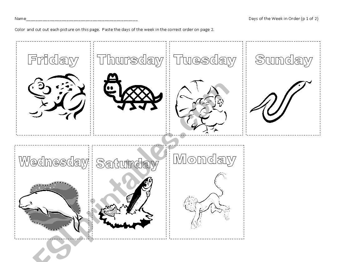 Days of the Week to Color and Sort