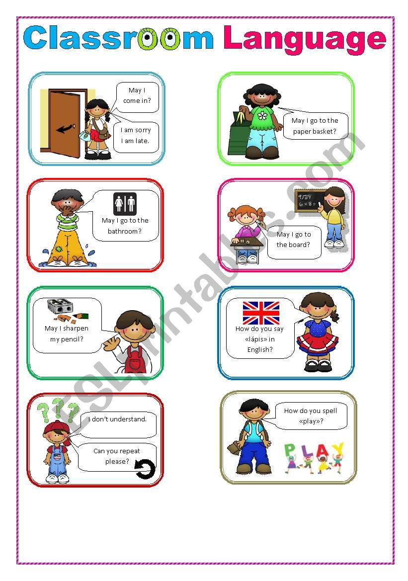 Classroom language worksheet