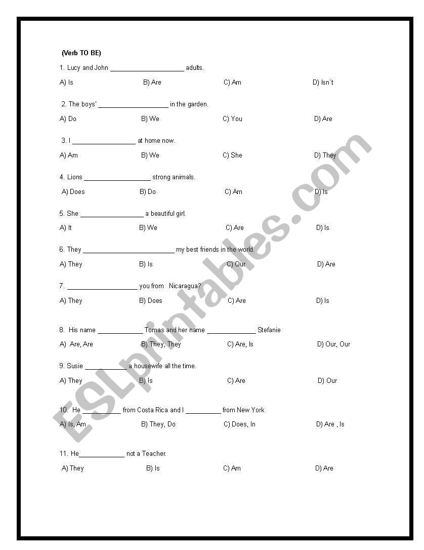 Worksheet Verb to be, wh question, reading comphehension y preposition 