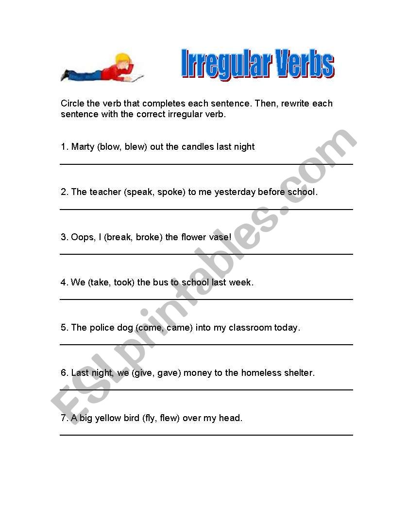 Irregular Verbs worksheet