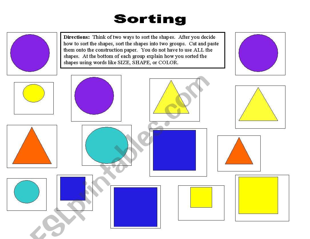 Sorting shapes in different ways